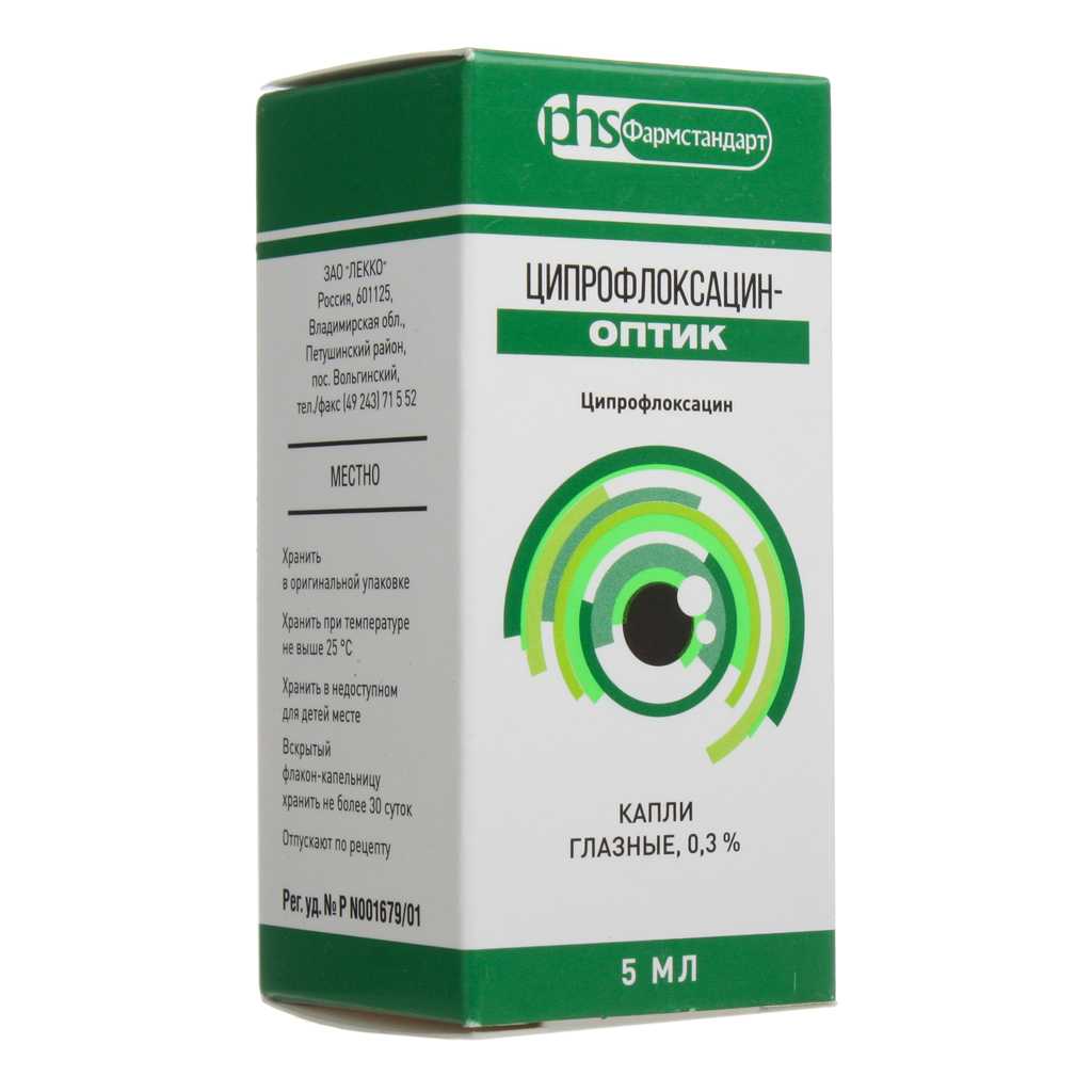 Инструкция по применению глазных капель ципрофлоксацин