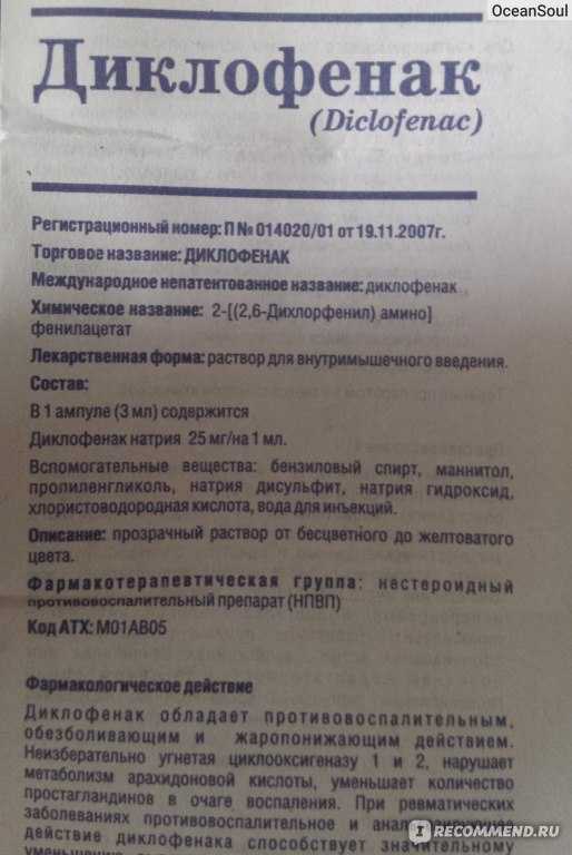 Диклофенак при боли в спине