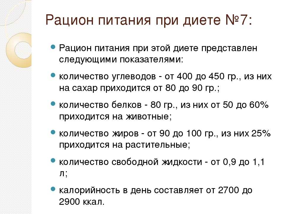 Диета стол номер 7 — меню на неделю