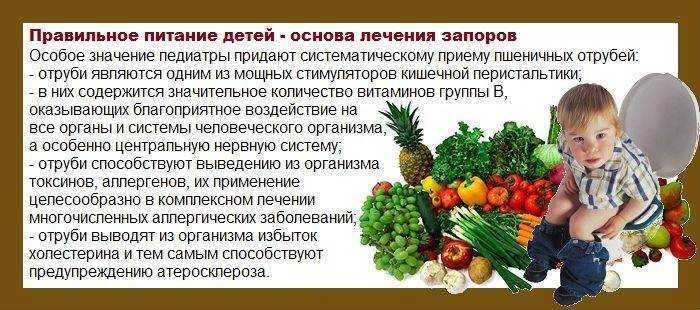 Диета при хронических запорах у детей от 1-3 лет: лечебное меню и особенности режима питания