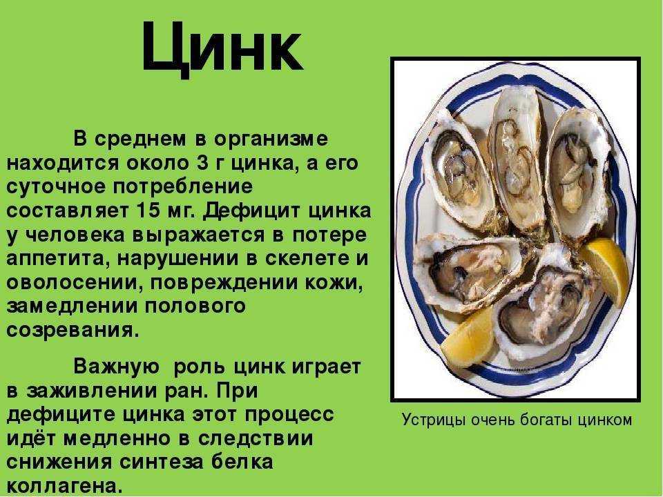 Цинк в продуктах: избыток, нехватка, правила приема