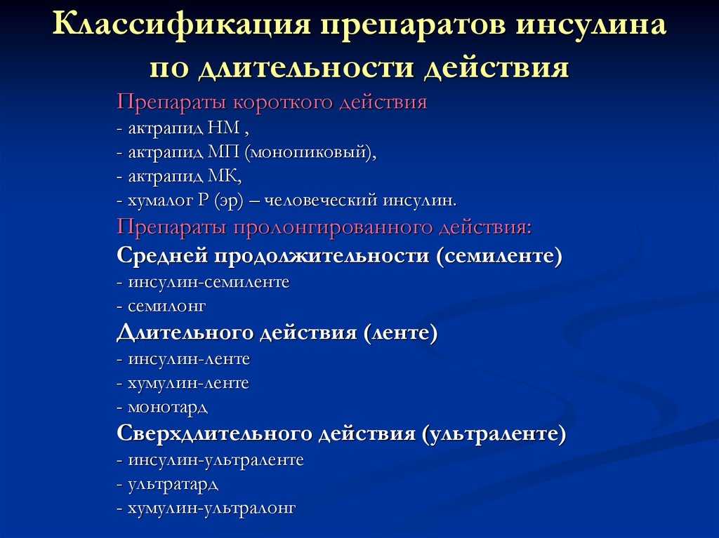 Виды инсулина, их действие и классификация (таблица)