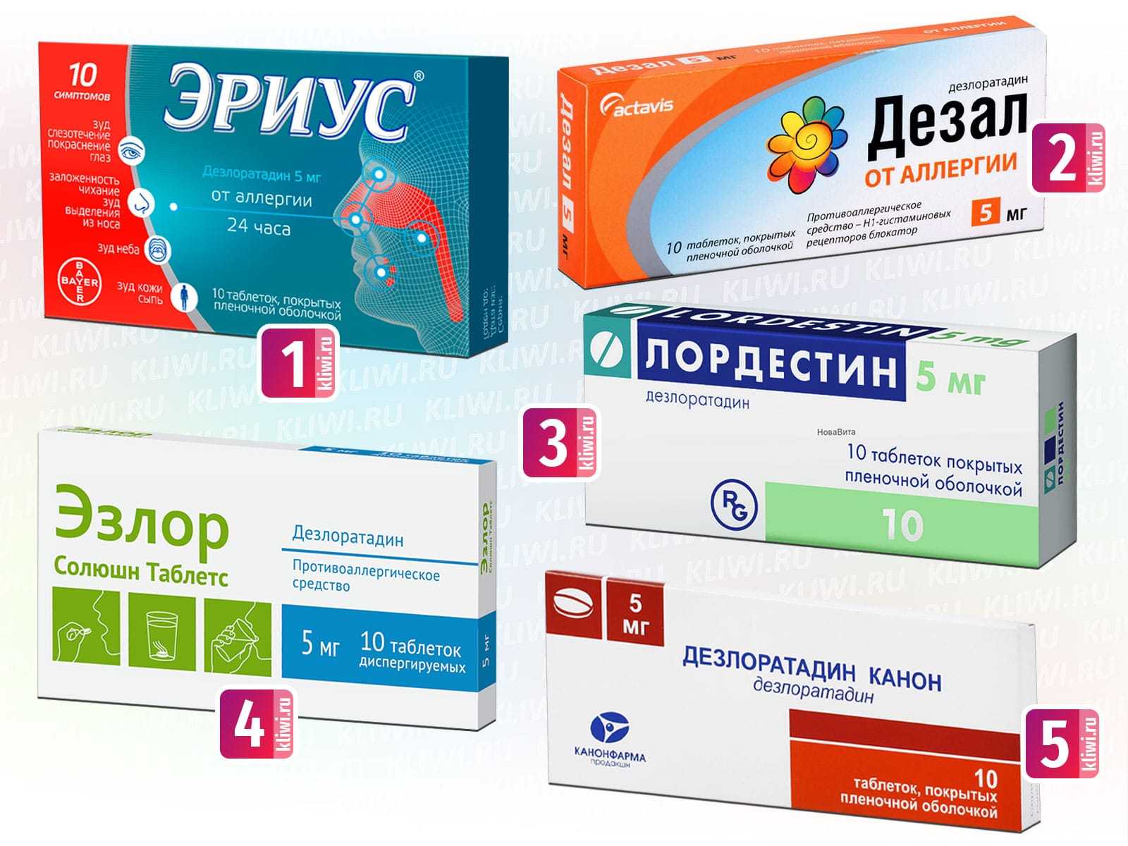 В 1 таблетке дезлоратадина 5 мг Целлюлоза микрокристаллическая, магния оксид, крахмал, лактоза, гипромеллоза, цинка стеарат как вспомогательные вещества Таблетки в пленочной оболочке 5 мг