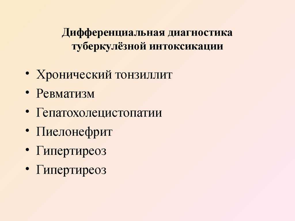 Симптомы туберкулезной интоксикации у детей и подростков