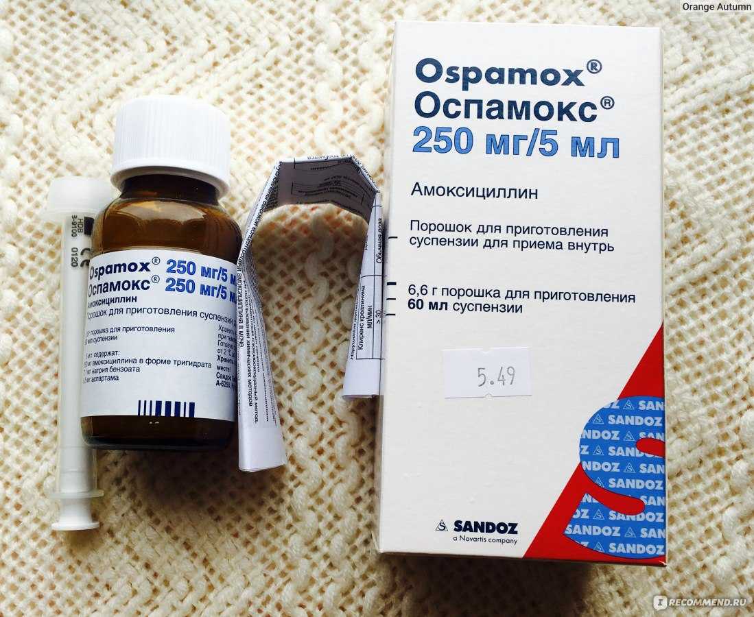 В составе капсул Оспамокс содержится действующий компонент амоксициллин 250 мг В состав таблеток входит действующий компонент амоксициллин 500 мг или 1000 мг