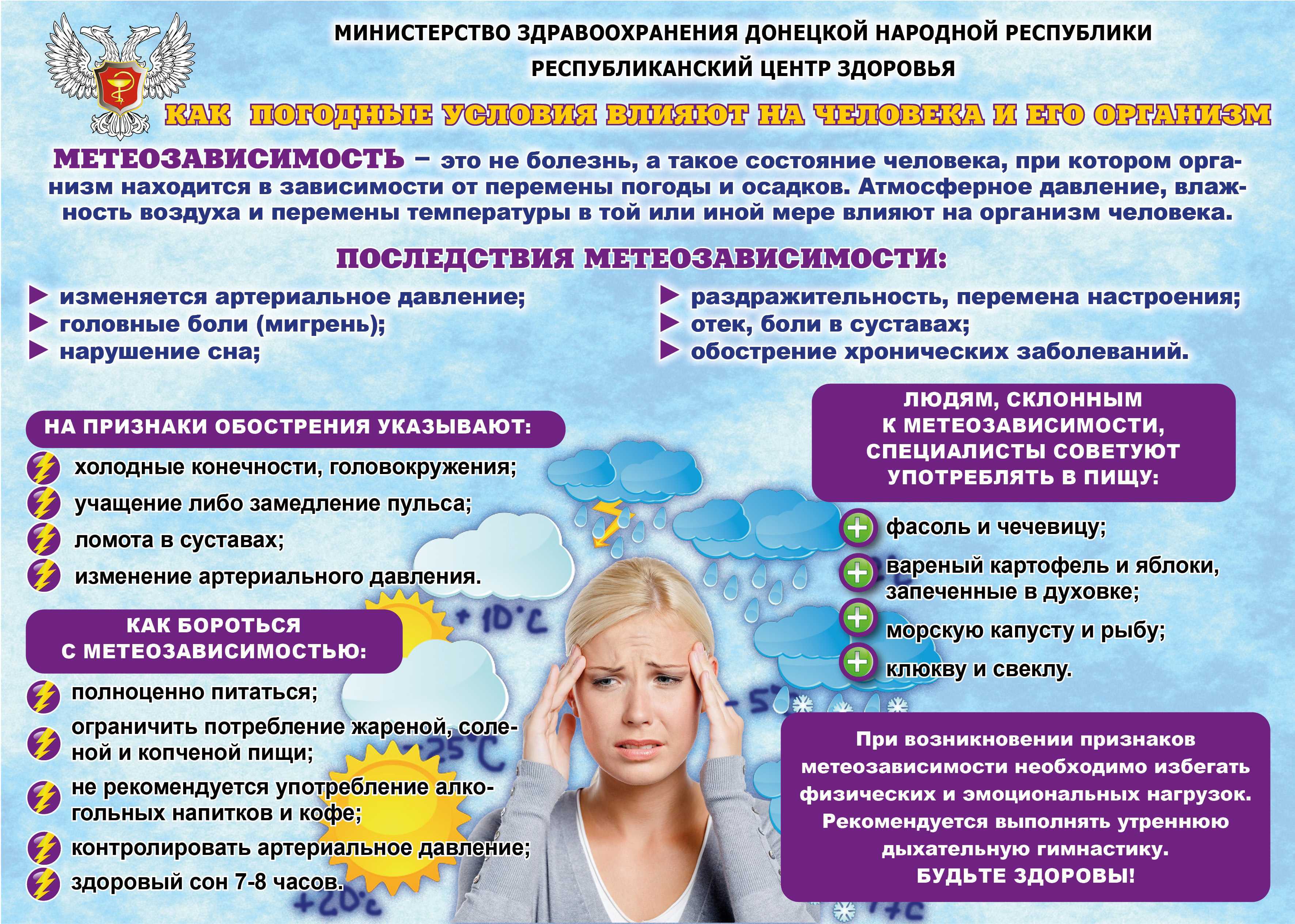 Что делать с головной болью при перепадах атмосферного давления  При каком атмосферном давлении болит голова  Влияние атмосферного давления на