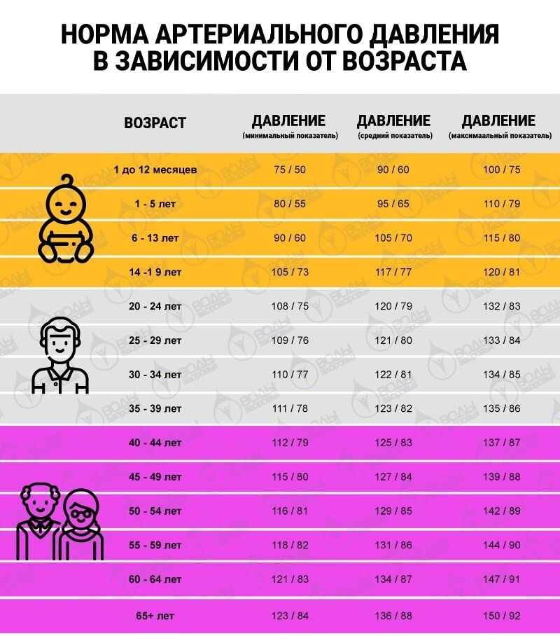 Таблица норм давления и пульса по возрастам
